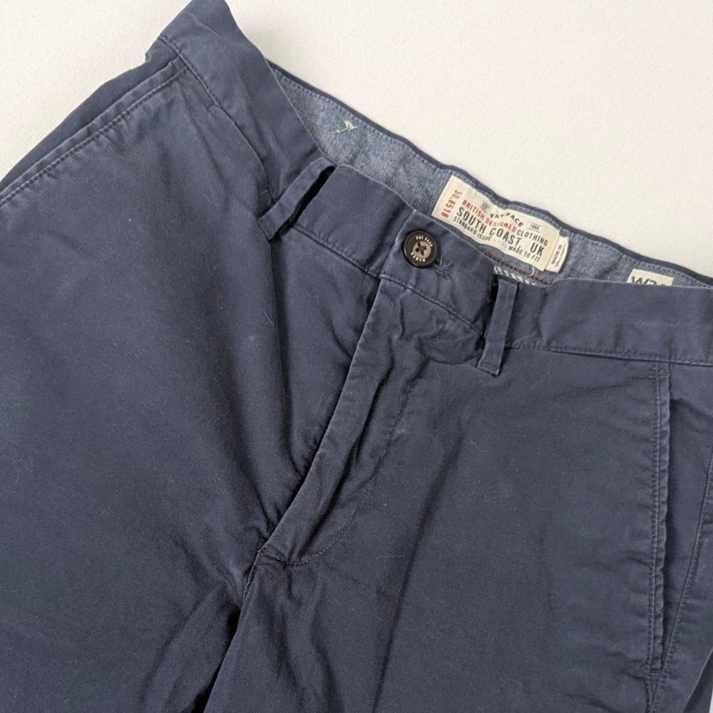 FatFace Mawes Navy Blue Organic Cotton Chino Shorts Size W30 L7 Mens Tailored